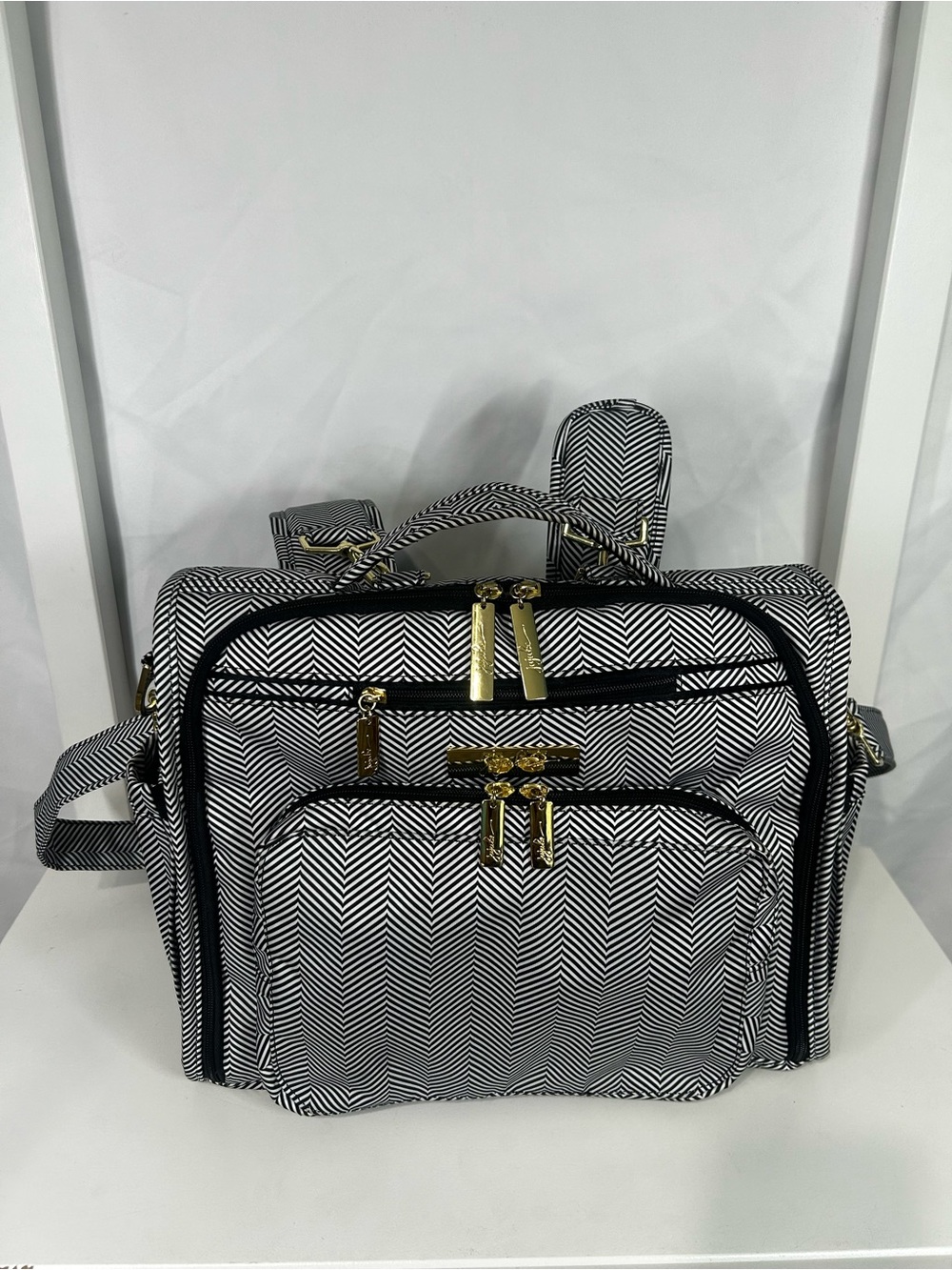 JuJuBe B.F.F. The Queen of the Nile Convertible Diaper Bag Black White Gold